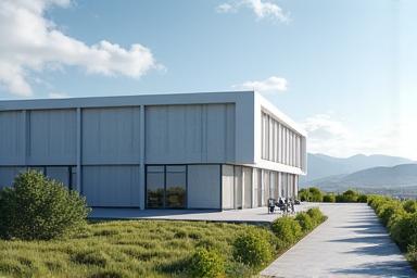 クリーンでモダンな地熱発電所の外観