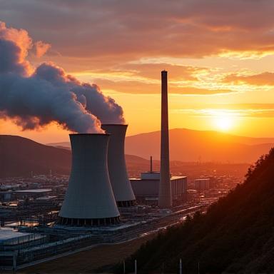 夜明けの大分九重地熱発電所施設